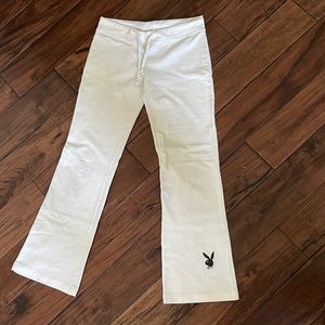 white playboy yoga pants